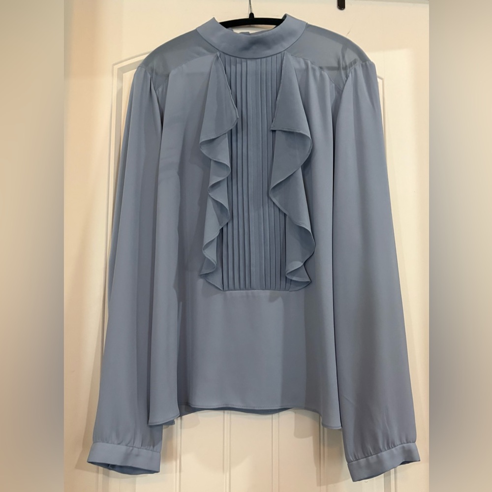 RACHEL Rachel Roy Light Blue Ruffle Blouse